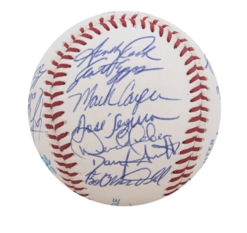 1995 Columbus Clippers Team Signed Baseball With 24 Signatures Including Derek Jeter (Beckett)